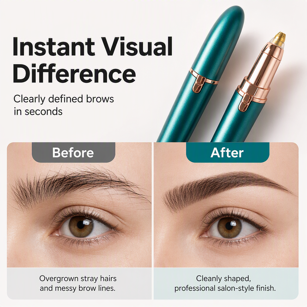 LED Eyebrow Trimmer – Lipstick Size, Gentle & Precise