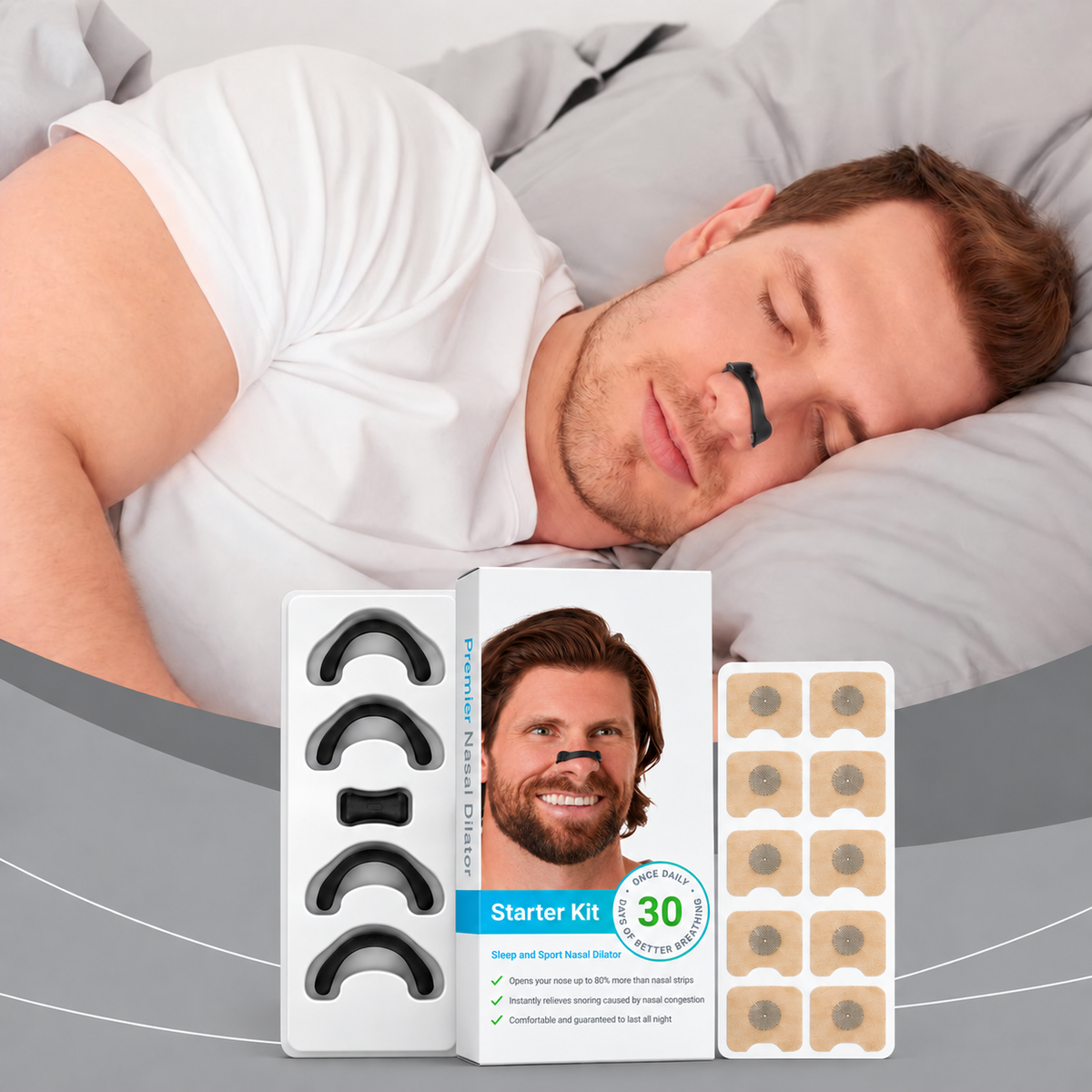 Sleeping with a magnetic nasal strip